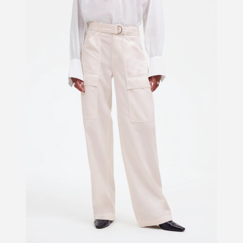 [NWT] Madewell Belted Straight Legged Cargo Pants in Ivory